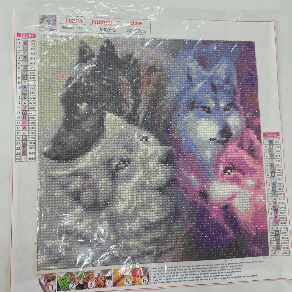 Unbranded Diamond Painting Finished Wolf Pack‎ 30x30cm Multicolor Animal Art